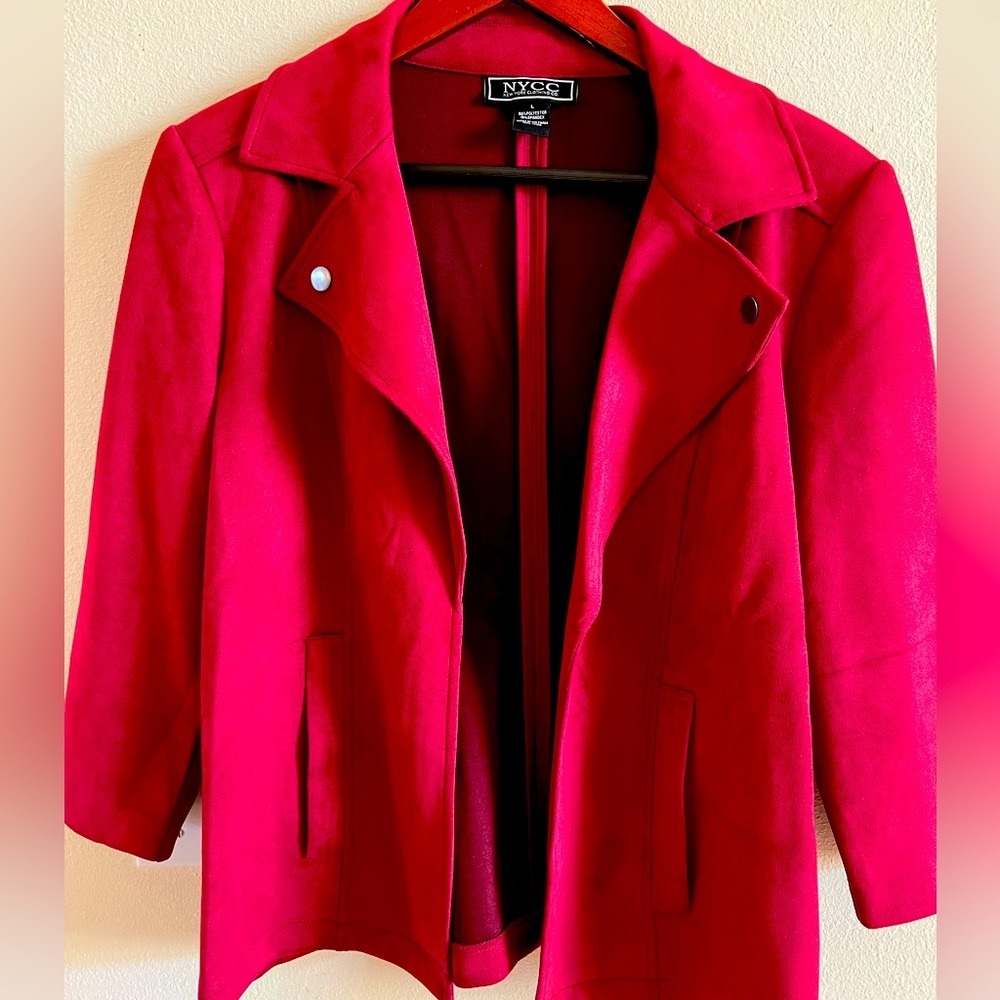 Cranberry faux suede blazer